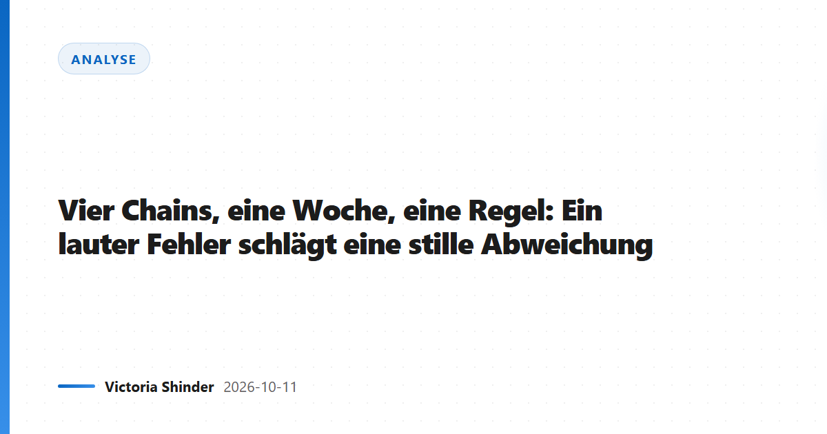 Vier Chains, eine Woche, eine Regel: Ein lauter Fehler schlägt eine stille Abweichung