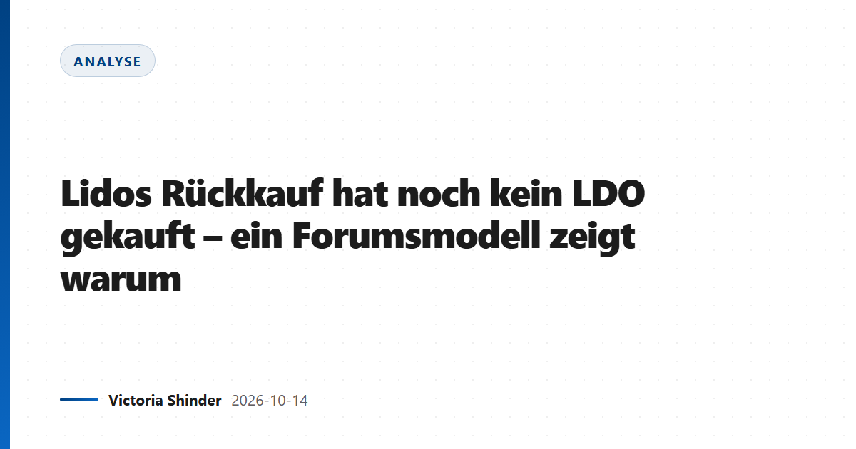Lidos Rückkauf hat noch kein LDO gekauft – ein Forumsmodell zeigt warum