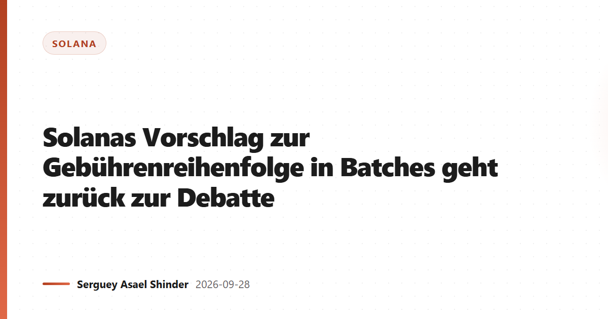 Solanas Vorschlag zur Gebührenreihenfolge in Batches geht zurück zur Debatte