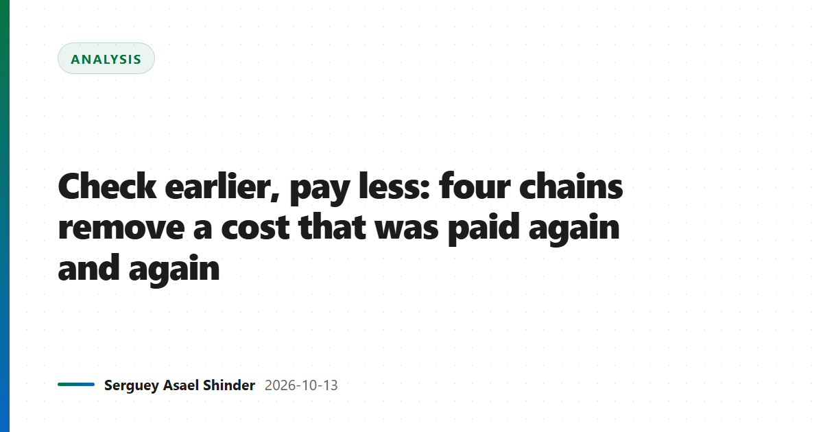 Check earlier, pay less: four chains remove a cost that was paid again and again
