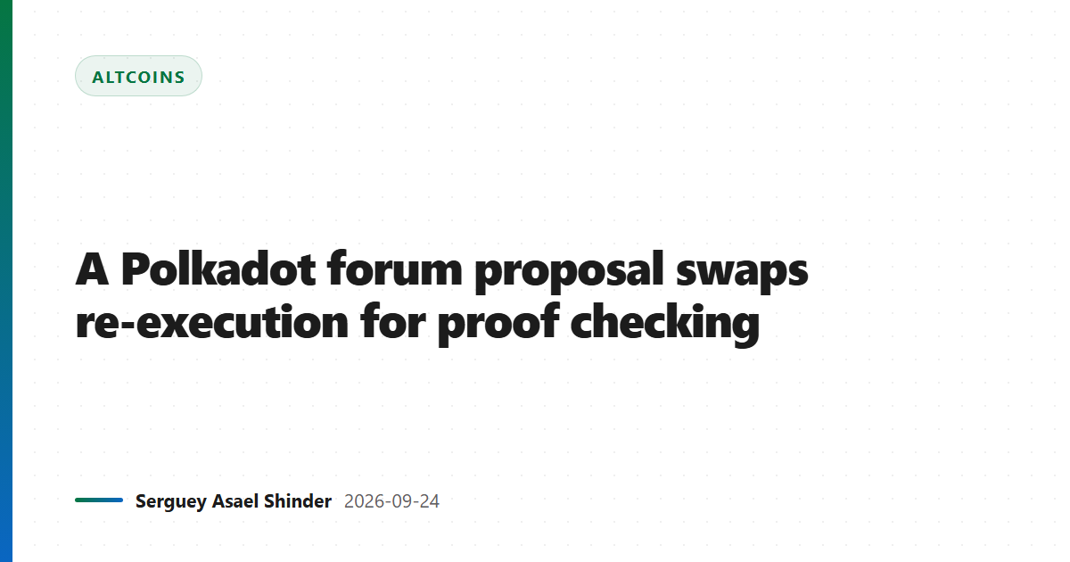 A Polkadot forum proposal swaps re-execution for proof checking