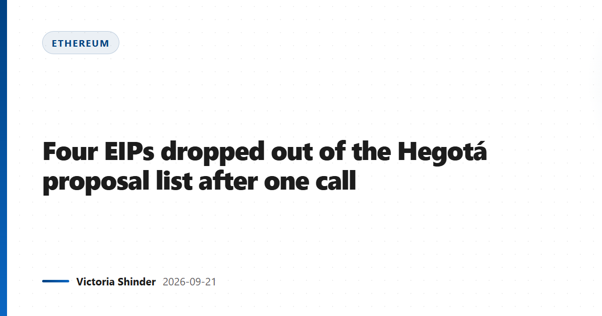 Four EIPs dropped out of the Hegotá proposal list after one call