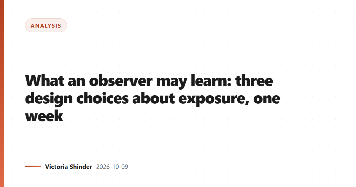 What an observer may learn: three design choices about exposure, one week